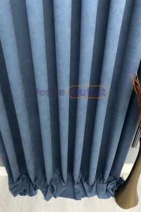 Hazır İndigo Mavisi Düz Fon Perde