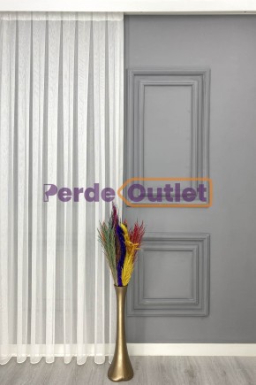 Hazır Ekru İnce Düz Çizgili Tül Perde