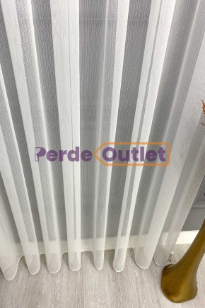 Ekru İnce Düz Çizgili Tül Perde