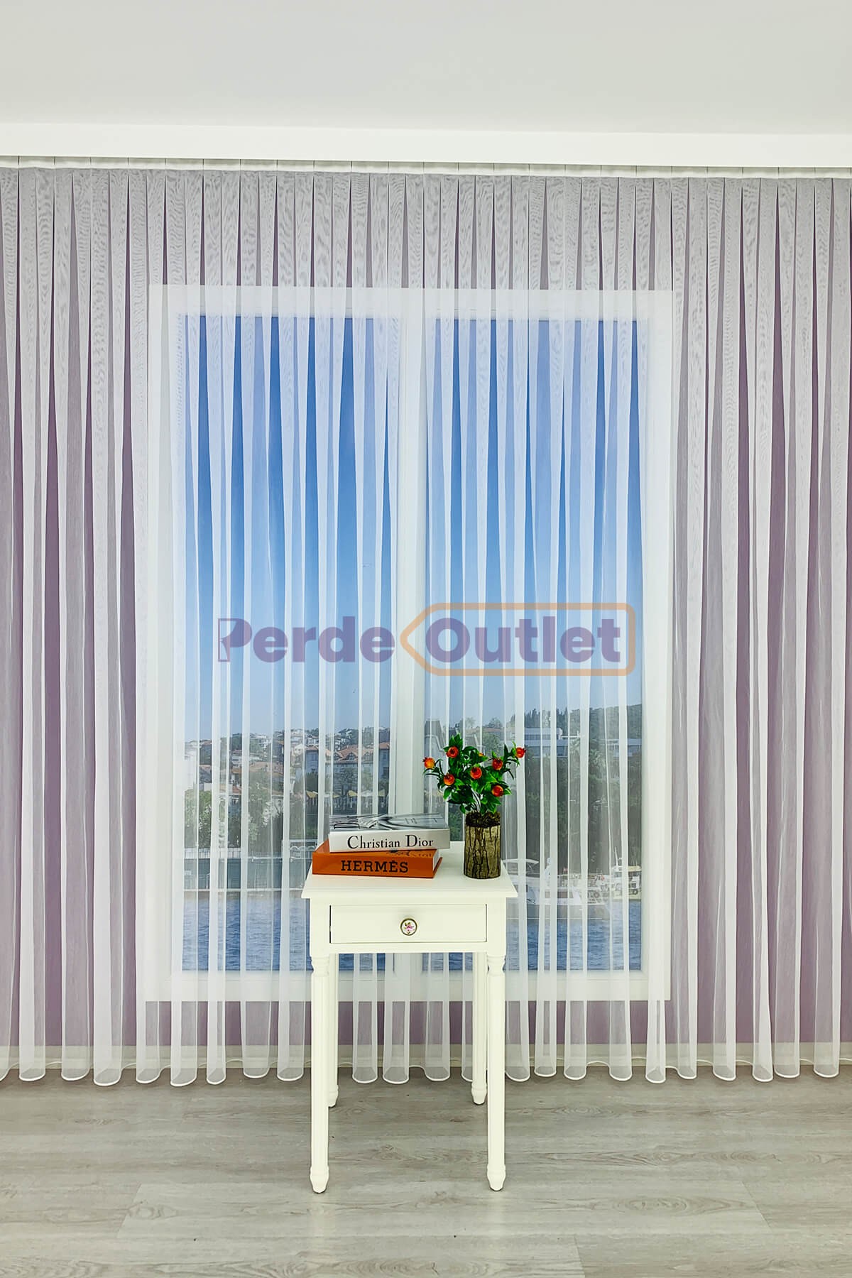 Ekru Keten Kırçıllı Düz Tül Perde