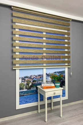 Kahve Yeşil Kırçıllı Bambu Zebra Perde