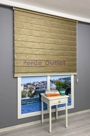 Kahve Yeşil Kırçıllı Bambu Zebra Perde