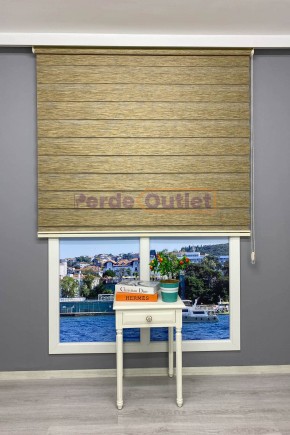 Kahve Yeşil Kırçıllı Bambu Zebra Perde