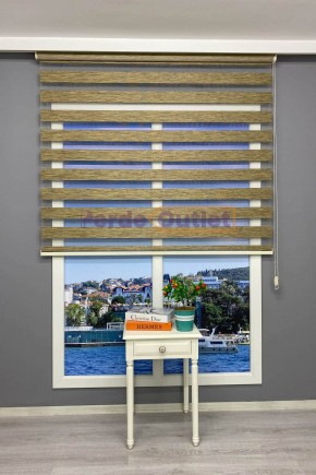 Kahve Yeşil Kırçıllı Bambu Zebra Perde