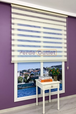 Krem Düz Zebra Perde