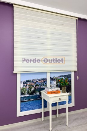 Krem Düz Zebra Perde