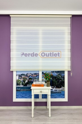 Krem Geniş Plise Pileli Zebra Perde