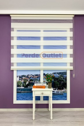 Krem Geniş Plise Pileli Zebra Perde