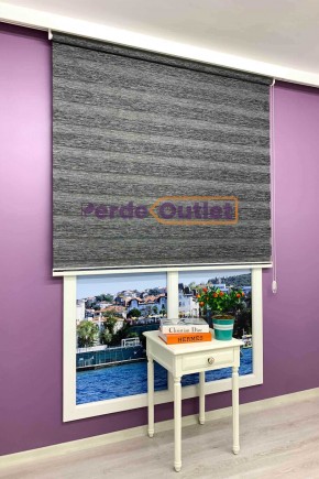 Siyah Gri Kırçıllı Bambu Zebra Perde