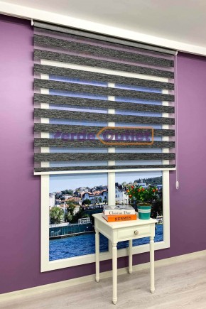 Siyah Gri Kırçıllı Bambu Zebra Perde