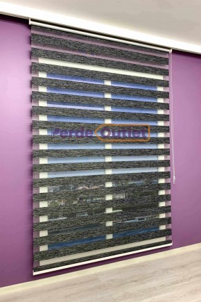 Siyah Gri Kırçıllı Bambu Zebra Perde